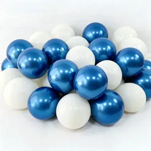 Blue and white round balloons set for birthday party decorations and festive event setups.