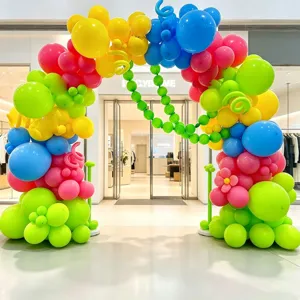 Colorful balloon arch kit for store opening and party celebration decoration detail view.