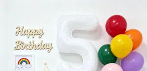 40-inch white number 5 balloon birthday party decoration colorful balloons set setup photo prop
