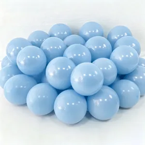 Blue party balloons for birthday decorations and baby shower celebrations detail shot.