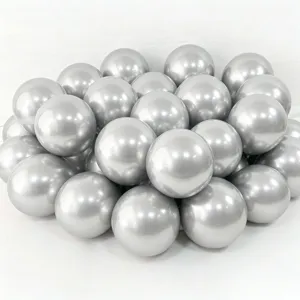 Metallic silver balloons for party decoration, gorgeous balloon cluster for birthday event.