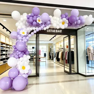 Balloon arch kit for store opening party decoration purple white balloons entrance decor display