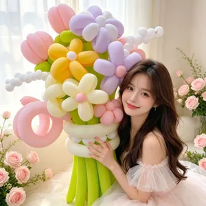 Dopamine Balloon Flower Bouquet DIY Kit Colorful Latex Balloons For Outdoor Picnic Birthday Party Decoration Photo Props