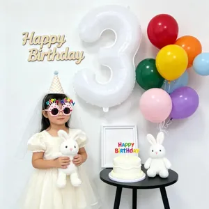 40 inch number 3 balloon birthday party decoration set for kids girls birthday celebration