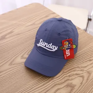Breathable quick-drying men baseball cap with Sunday letter embroidery for outdoor sun protection.