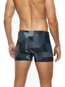 Herren Badehose Boxer geometrischer Druck schnelltrocknend Strand Badeshorts Sommer neu