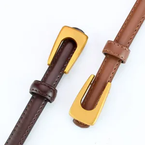 Nueva correa de cuero fina para mujer estilo vintage británico para pantalones de traje