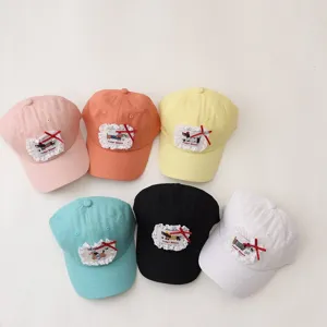 Kids cute bow baseball cap spring summer outdoor sun protection casual sunhat for girls