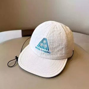 Children summer quick drying baseball cap with windproof rope, white sun protection hat details.
