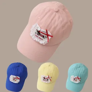 Kids Baseball Cap Spring Summer Cute Bow Puppy Patch Outdoor Sun Protection Versatile Cotton Girls Duckbill Hat