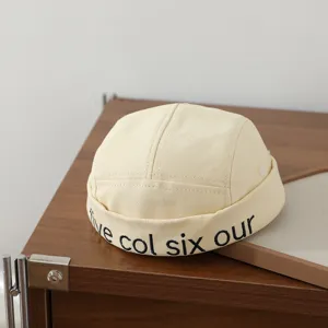 Kinder Vintage brimlose Docker Mütze beige Baumwolle Sailor Hat Street Hip Hop Hat