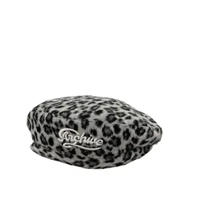 Bérets imprimé léopard rétro enfants pelucheux automne hiver mignon mode fille chapeau