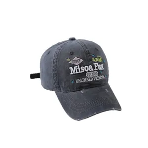Vintage embroidered washed cotton baseball cap for men and women casual streetwear sun hat