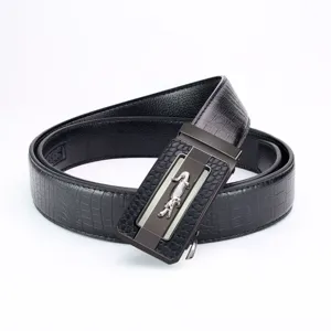 Cinturon de cuero hombre automatico hebilla patron cocodrilo negocios moda elegante