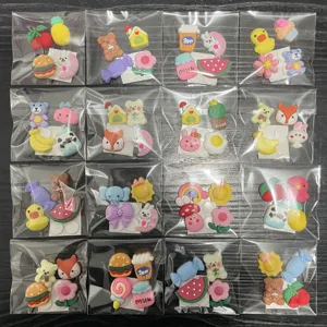 3D resin cartoon stickers DIY accessories cute animal food charms for phone case craft