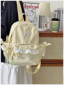 Zaino giallo estetico carino per donna scuola studente casuale grande capacità borsa libri