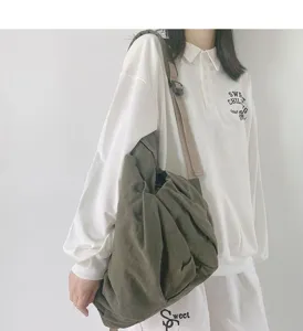 Koreaanse stijl gewassen canvas rugzak casual minimalistische grote studenten tas