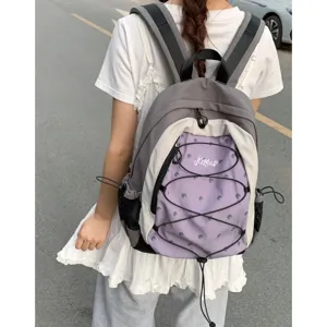 Zaino stile coreano a blocchi di colore pois grande capacita borsa scolare per studenti