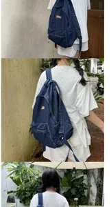 Zaino in denim lavato vintage coreano per donna uomo grande capacita borsa da scuola casual