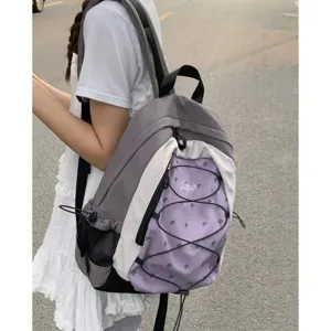 Zaino da outdoor stile coreano pois colorblock grande capacita borsa da scuola per studenti.