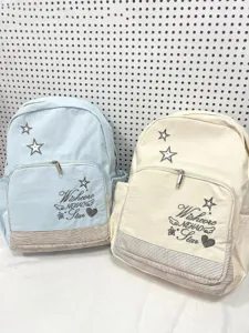Zaino da studente ragazza stile coreano ricamato stella grande capacita borsa scolastica casual