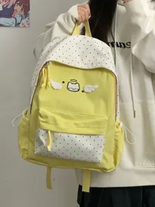 Korean style cute cat wings backpack large capacity color blocking school bag for students girl