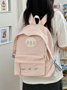 Mochila rosa bonita con bordado de oso mochila escolar dulce para niñas viaje ocio diario