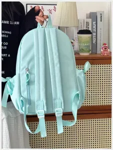 Zaino scolastico verde menta in stile coreano con graziosi dettagli di fiocco e ampio spazio.