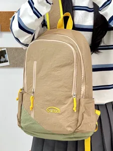 Mochila casual ligera de estilo coreano para mujer, mini bolsa escolar retro con correas coloridas.