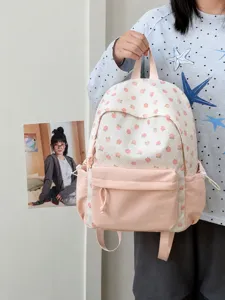 Zaino rosa con stampa fragola carino borsa da viaggio elegante e casual per ragazze