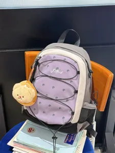 Zaino colorblock stile coreano con coulisse, grande capacità zainetto scolastico per studenti.