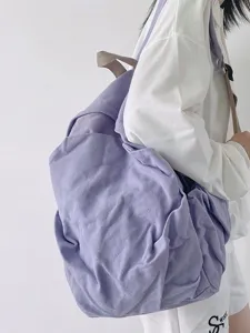 Koreaanse gewassen canvas rugzak minimalistisch effen kleur voor studenten dagelijks.