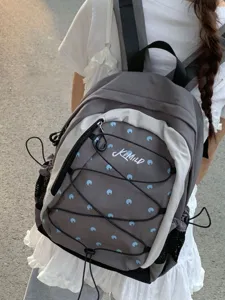 Zaino con pois in stile coreano a contrasto di colore, elegante borsa casual da scuola.