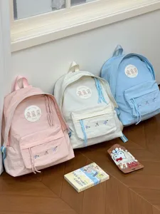 Linda mochila de lona minimalista bolsa escolar informal para estudiantes viajeros