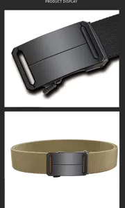 Cinturón táctico para hombre con hebilla de metal y correa de nylon elástica para exterior.