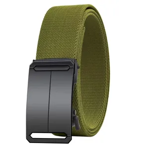 Cinturón táctico de hombre elástico de nailon estilo militar hebilla metal verde