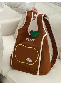 Mochila de lona con diseño de manzana bonita para mujer, bolso escolar de viaje detalle.