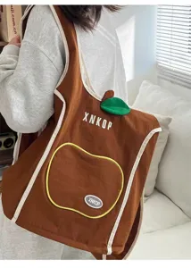 Linda mochila en forma de manzana para mujer, bolso escolar elegante de gran capacidad.