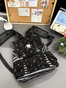 Zaino gatto a righe stile coreano con stelle carine, borsa scolastica versatile per ragazze.