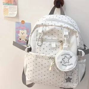 Zaino casual da studente in stile coreano con stampa di stelle, grande borsa da viaggio.