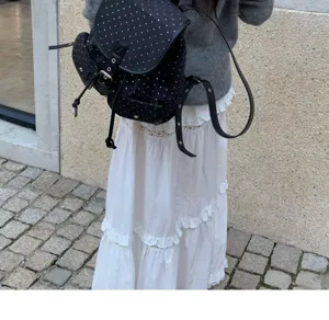 Korean style polka dot backpack casual college lightweight school bag daily versatile travel pack