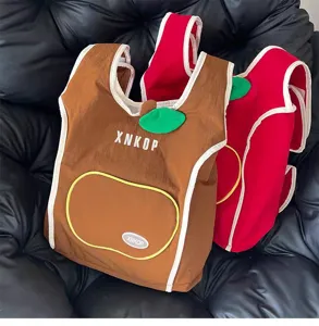 Mochila tipo chaleco en forma de manzana para mujer, bolso elegante y versátil para uso diario.