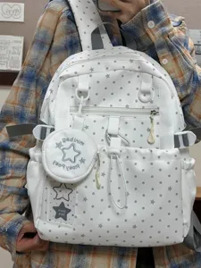 Zaino da studente in stile coreano con stampa di stelle, grande capacita per la scuola.