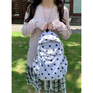 Korean style polka dot backpack, lightweight cute school bag for student casual use.