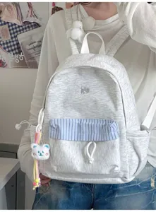 Zaino casual stile coreano per studenti minimalista grigio e versatile per la scuola.