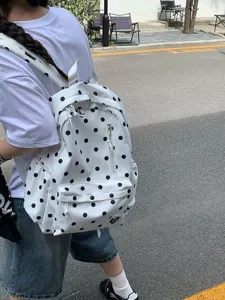 Zaino a pois in stile coreano per donna, borsa scolastica casual di grande capacità per uso.