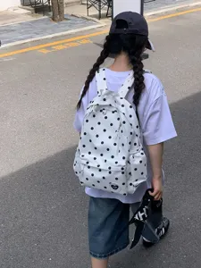 Zaino a Pois Stile Ins Coreano Donna Grande Capacità Borsa da Scuola Viaggio Casual