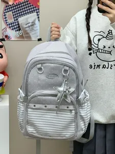 Zaino scolastico stile coreano con pois e righe per ragazze grande capacita borsa casual carina