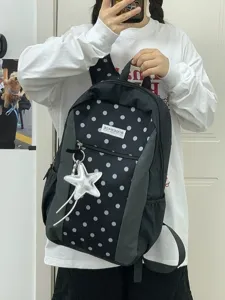 Mochila escolar de lunares estilo coreano bolsa de viaje casual ligera para ordenador