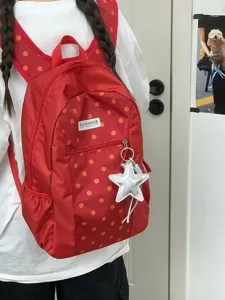 Mochila escolar de lunares coreana elegante viaje ocio ligera bolsa de cercanías